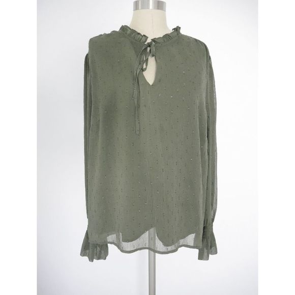 INC INTERNATIONAL CONCEPTS Women's Clip-Dot Tie-Neck Blouse XXL - Picture 3 of 11